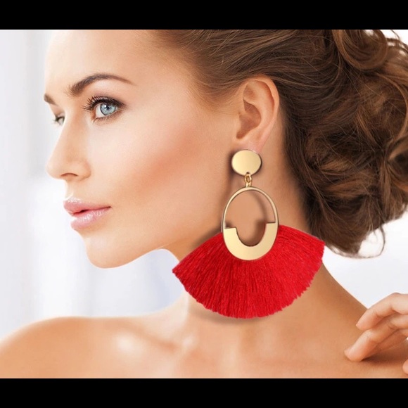 Big Tassel Drop Vintage Statement Earrings - Picture 6 of 7